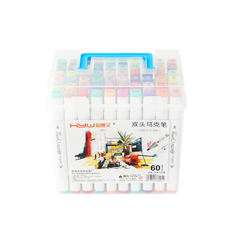 60 colores a base de aceite marcadores con barriles blancos en una caja de regalo