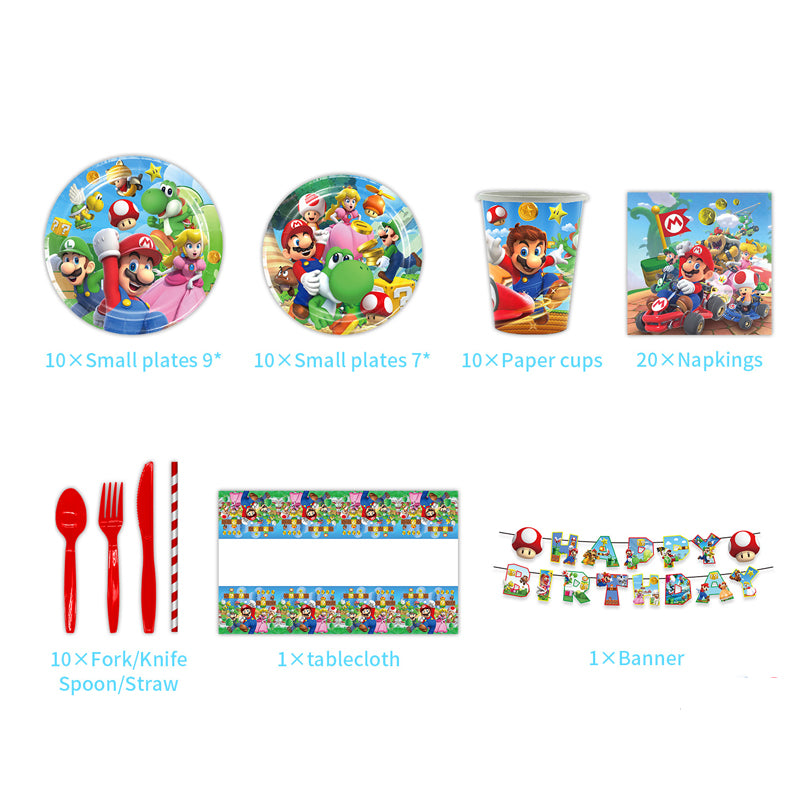 Set de 10 banderines de fiesta de Mario
